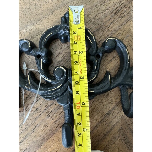 Art Nouveau Cast Iron Wall Triple Hook Towel/Entryway/Hall Tree Victorian Goth - Picture 5 of 7